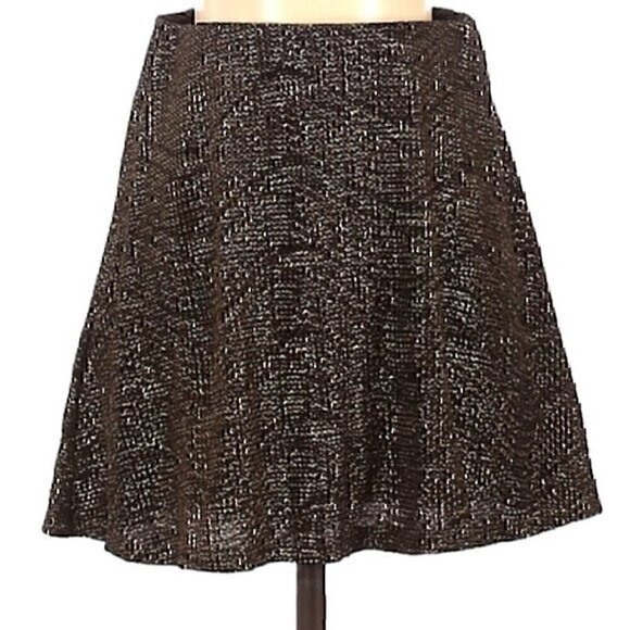 NEW NWT BCBGENERATION Pull Up Circle Skirt Black Gold Short Mini A-Line S - FLAW - Picture 3 of 11
